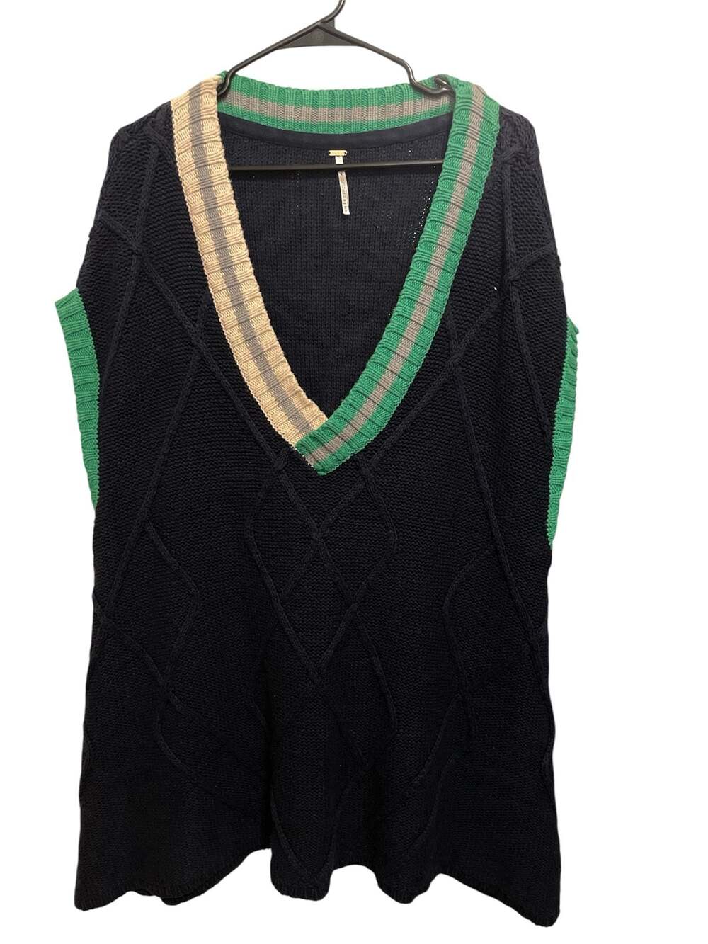 Free People Kenzie V Neck Preppy Sweater  Mini Dress